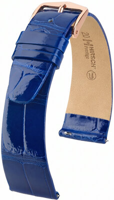 Correa de cuero Hirsch Prestige L 02207082-7, azul, piel de aligátor, longitud L, Quick Release