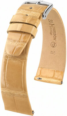 Correa de cuero Hirsch Prestige L 02207090-2, beige, piel de aligátor, longitud L, Quick Release