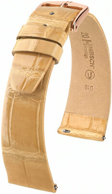 Correa de cuero Hirsch Prestige L 02207090-7, beige, piel de aligátor, longitud L, Quick Release