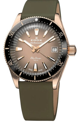 Edox SkyDiver 38 Date Automatic 80131-37rnc-vdbei (+ correa de repuesto)