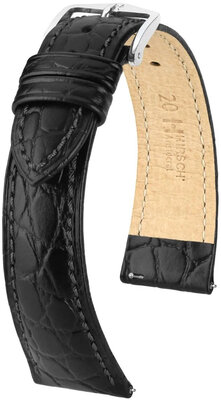 Correa de cuero Hirsch Aristocrat L 03829050-2, negro, piel de becerro, longitud L, Quick Release