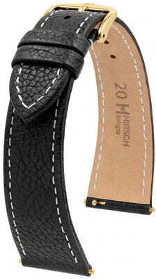 Correa de piel Hirsch Bologna 01802150-1, negro, teletina, Quick Release