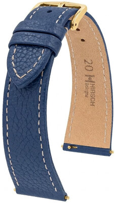 Correa de piel Hirsch Bologna 01802180-1, azul, teletina, Quick Release