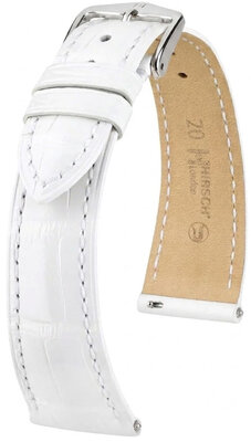 Correa de cuero Hirsch London L 04207000-2, blanco, piel de aligátor, longitud L, Quick Release