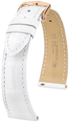 Correa de cuero Hirsch London L 04207000-7, blanco, piel de aligátor, longitud L, Quick Release