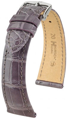 Correa de cuero Hirsch London L 04207012-2, violeta, piel de aligátor, longitud L, Quick Release