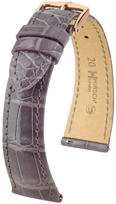 Correa de cuero Hirsch London L 04207012-7, violeta, piel de aligátor, longitud L, Quick Release