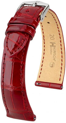 Correa de cuero Hirsch London L 04207020-2, rojo, piel de aligátor, longitud L, Quick Release