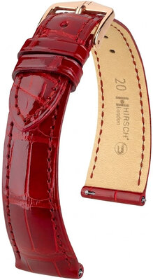 Correa de cuero Hirsch London L 04207020-7, rojo, piel de aligátor, longitud L, Quick Release