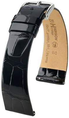 Correa de piel Hirsch Prestige 02207150-2, negro, piel de aligátor, Quick Release