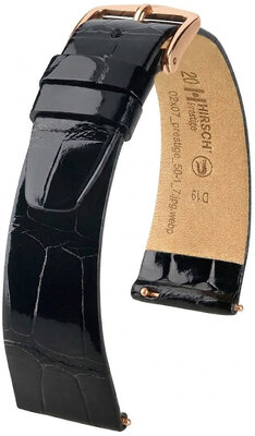 Correa de piel Hirsch Prestige 02207150-7, negro, piel de aligátor, Quick Release