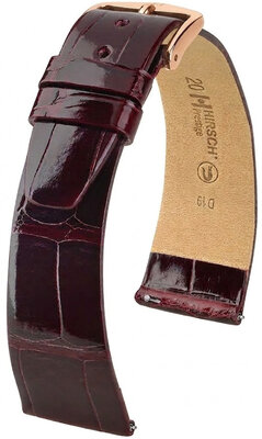 Correa de piel Hirsch Prestige 02207160-7, rojo, piel de aligátor, Quick Release