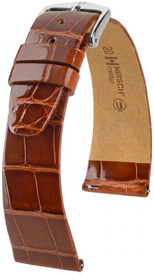 Correa de piel Hirsch Prestige 02207170-2, marrón, piel de aligátor, Quick Release