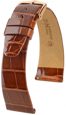 Correa de piel Hirsch Prestige 02207170-7, marrón, piel de aligátor, Quick Release