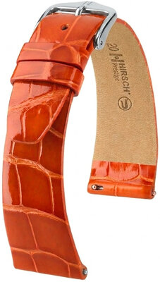 Correa de piel Hirsch Prestige 02207177-2, naranja, piel de aligátor, Quick Release