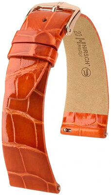 Correa de piel Hirsch Prestige 02207177-7, naranja, piel de aligátor, Quick Release