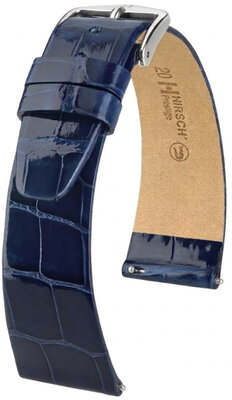 Correa de piel Hirsch Prestige 02207180-2, azul, piel de aligátor, Quick Release