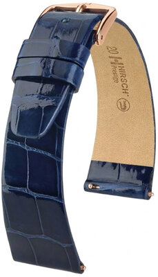 Correa de piel Hirsch Prestige 02207180-7, azul, piel de aligátor, Quick Release