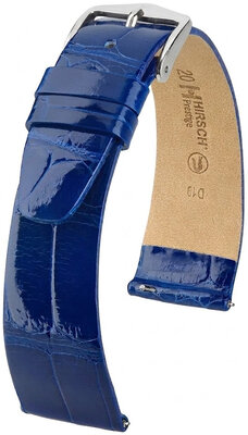 Correa de piel Hirsch Prestige 02207182-2, azul, piel de aligátor, Quick Release
