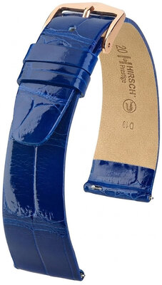 Correa de piel Hirsch Prestige 02207182-7, azul, piel de aligátor, Quick Release