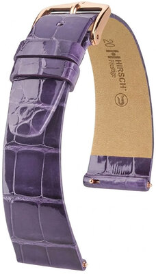 Correa de piel Hirsch Prestige 02207184-7, morado, piel de aligátor, Quick Release