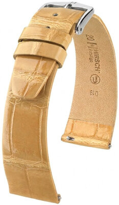 Correa de piel Hirsch Prestige 02207190-2, beige, piel de aligátor, Quick Release