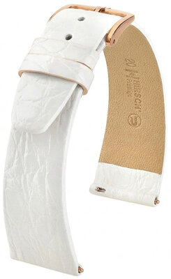 Correa de piel Hirsch Prestige 02208100-7, blanco, piel de cocodrilo, Quick Release