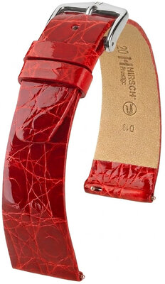 Correa de piel Hirsch Prestige 02208120-2, rojo, piel de cocodrilo, Quick Release