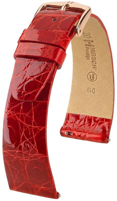 Correa de piel Hirsch Prestige 02208120-7, rojo, piel de cocodrilo, Quick Release