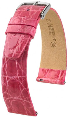 Correa de piel Hirsch Prestige 02208125-2, rosa, piel de cocodrilo, Quick Release