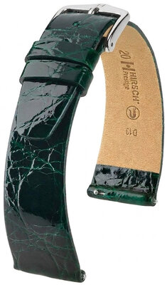 Correa de piel Hirsch Prestige 02208140-2, verde, piel de cocodrilo, Quick Release