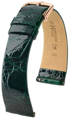 Correa de piel Hirsch Prestige 02208140-7, verde, piel de cocodrilo, Quick Release