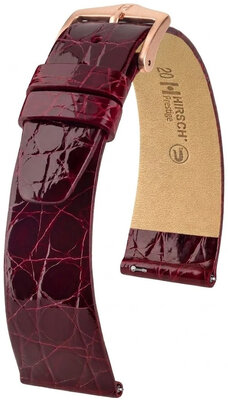 Correa de piel Hirsch Prestige 02208160-7, rojo, piel de cocodrilo, Quick Release