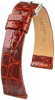Correa de piel Hirsch Prestige 02208170-2, marrón, piel de cocodrilo, Quick Release