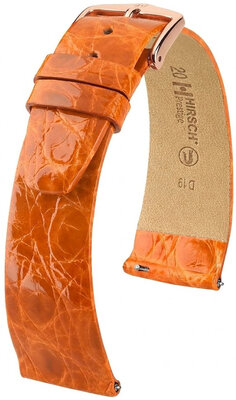 Correa de piel Hirsch Prestige 02208176-7, naranja, piel de cocodrilo, Quick Release