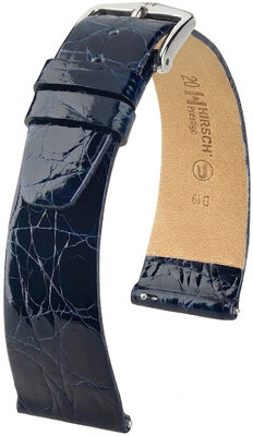Correa de piel Hirsch Prestige 02208180-2, azul, piel de cocodrilo, Quick Release