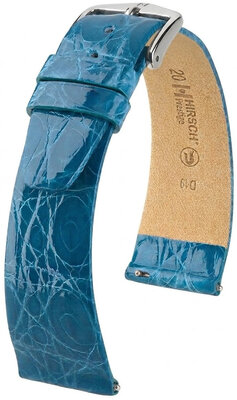 Correa de piel Hirsch Prestige 02208183-2, azul, piel de cocodrilo, Quick Release