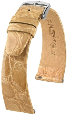 Correa de piel Hirsch Prestige 02208190-2, beige, piel de cocodrilo, Quick Release