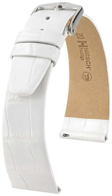 Correa de piel Hirsch Prestige 02307100-2, blanco, piel de aligátor, Quick Release
