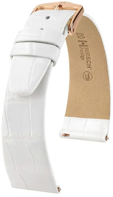 Correa de piel Hirsch Prestige 02307100-7, blanco, piel de aligátor, Quick Release