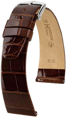 Correa de piel Hirsch Prestige 02307110-2, marrón, piel de aligátor, Quick Release
