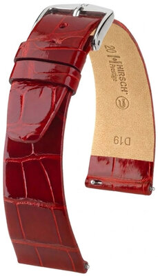 Correa de piel Hirsch Prestige 02307120-2, rojo, piel de aligátor, Quick Release