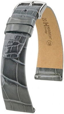 Correa de piel Hirsch Prestige 02307130-2, gris, piel de aligátor, Quick Release
