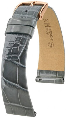 Correa de piel Hirsch Prestige 02307130-7, gris, piel de aligátor, Quick Release