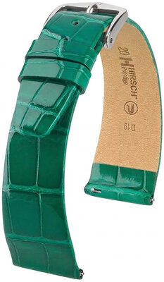 Correa de piel Hirsch Prestige 02307140-2, verde, piel de aligátor, Quick Release