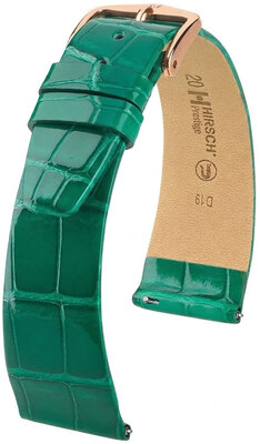 Correa de piel Hirsch Prestige 02307140-7, verde, piel de aligátor, Quick Release