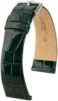 Correa de piel Hirsch Prestige 02307141-2, verde, piel de aligátor, Quick Release