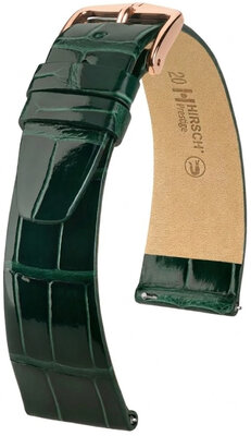 Correa de piel Hirsch Prestige 02307141-7, verde, piel de aligátor, Quick Release