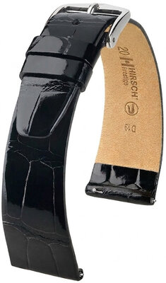 Correa de piel Hirsch Prestige 02307150-2, negro, piel de aligátor, Quick Release