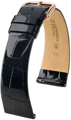 Correa de piel Hirsch Prestige 02307150-7, negro, piel de aligátor, Quick Release